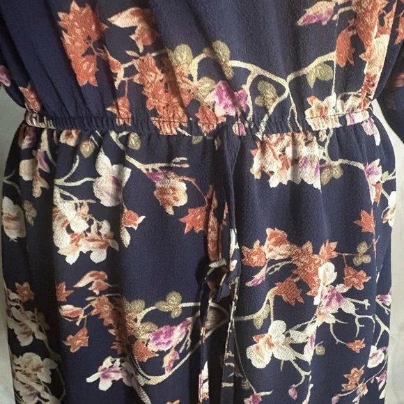 Floral Navy Dress/Long top with Pink and White Accents - Picture 4 of 8
